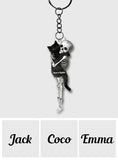 Funny Skeleton & Cat - Personalized Black Cat Custom Shaped Keychain