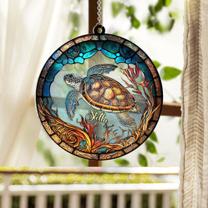 Love Turtles - Personalized Turtle Window Hanging Suncatcher Ornament