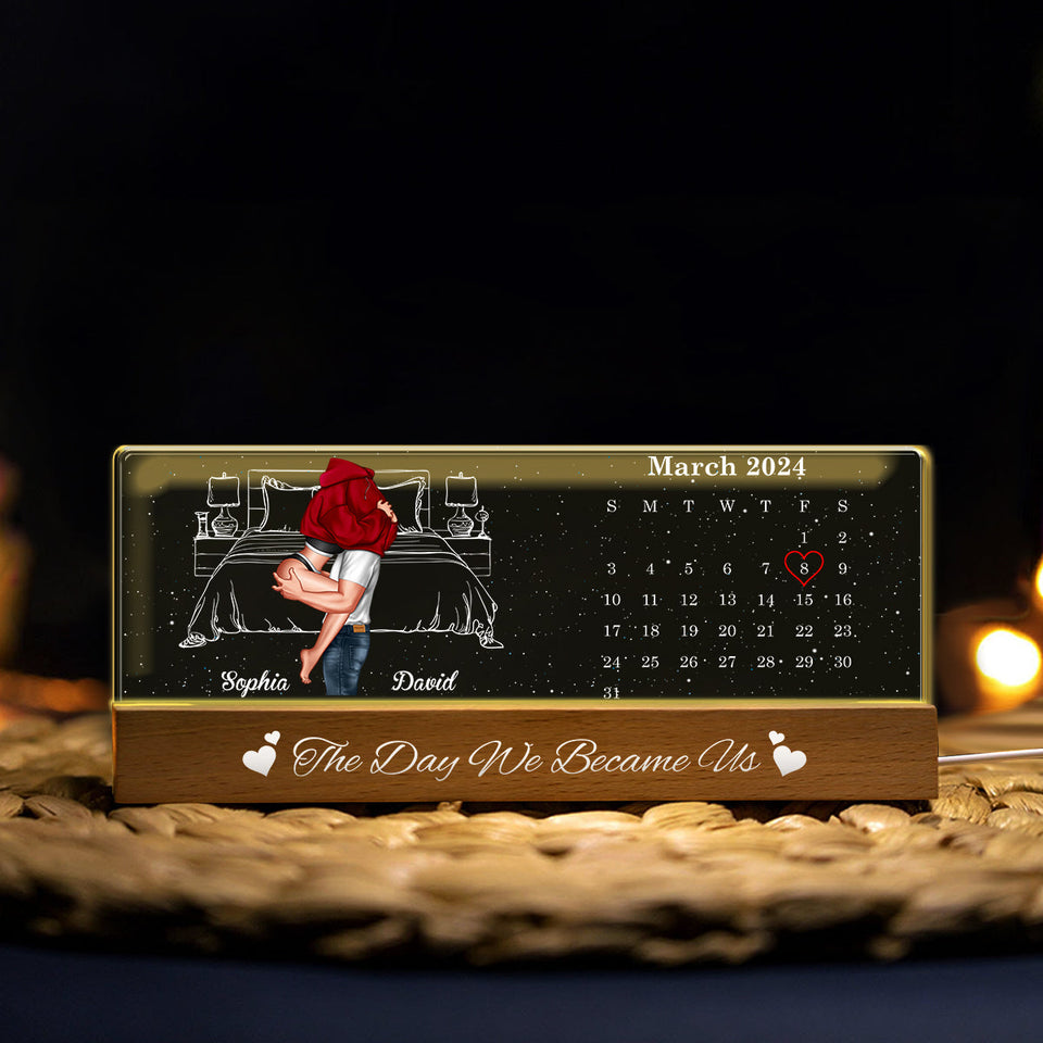 The Day We Became Us - Personalized Couple Custom LED Night Light