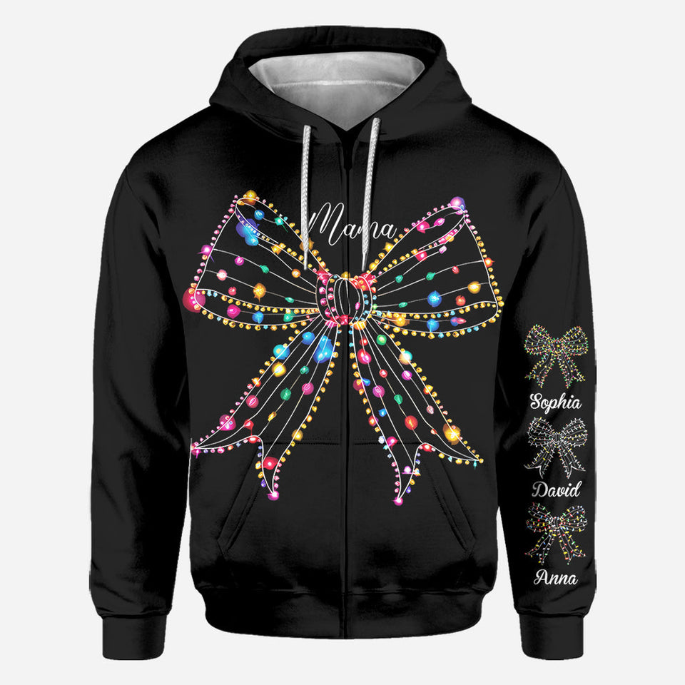 Christmas Light Coquette Bow - Personalized Mother All Over Shirt