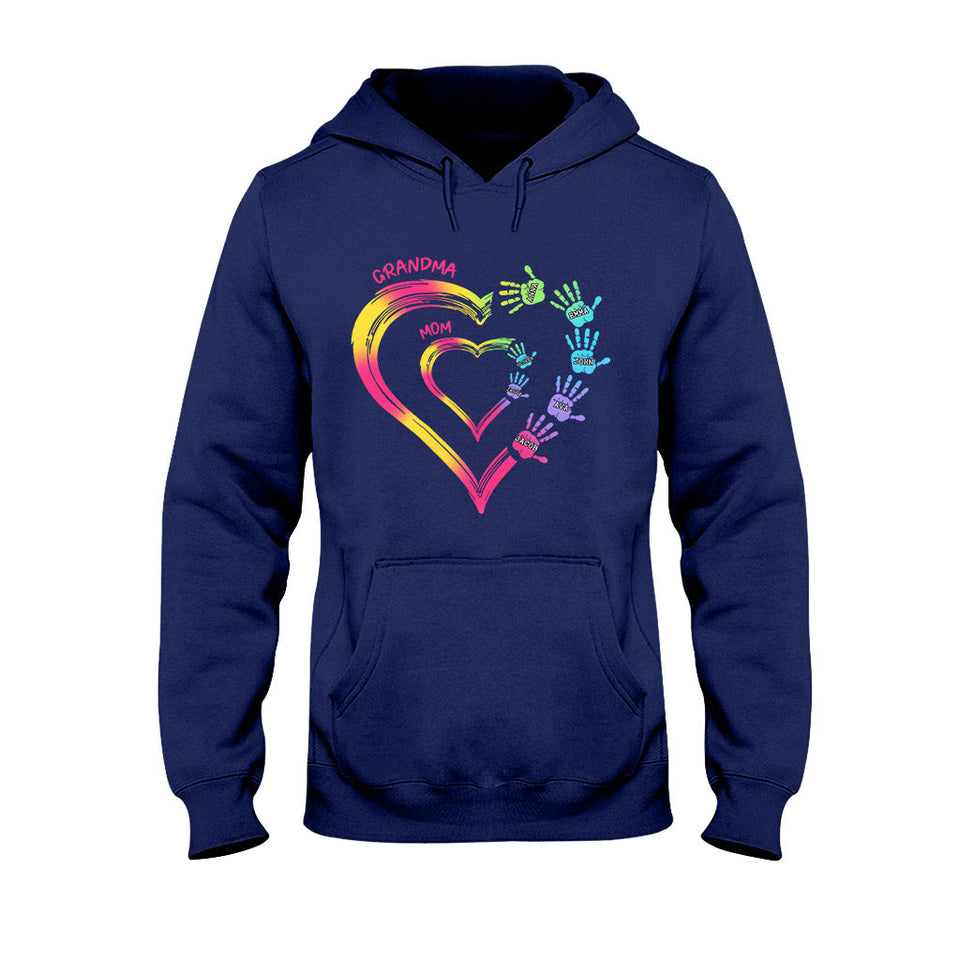 Any Title Of Mother And Grandma Double Heart Colorful - Personalized Grandma T-shirt And Hoodie