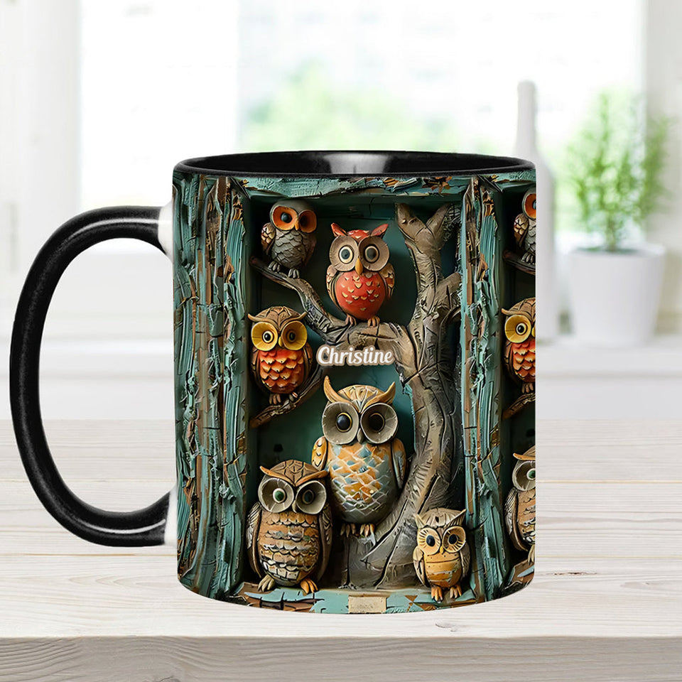 Just A Girl Who Loves Owls - Personalized Owl Accent Mug