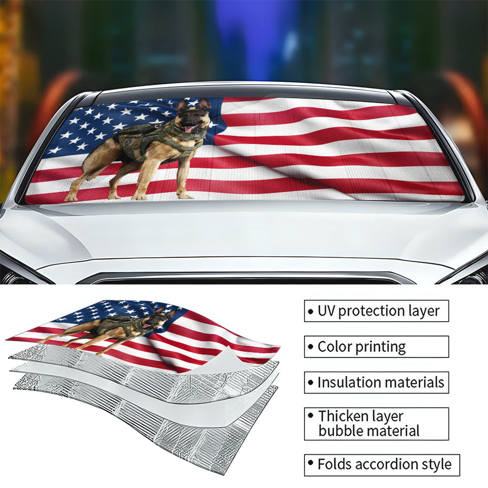 Back The Blue K9 - Personalized Police Officer Car Sunshade