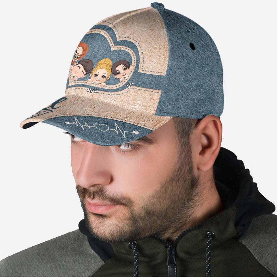 Dad's Heart Best Dad Ever - Personalized Father Classic Cap