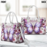Floral Butterflies - Personalized Butterfly Leather Handbag