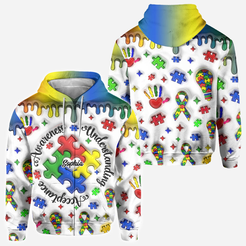 Sensibilisation à l'autisme - T-shirt personnalisé intégral de sensibilisation à l'autisme
