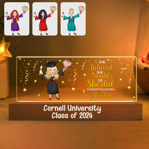 She Believed She Could So She Did - Personalized Graduation Custom LED Night Light