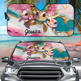 Cute Pink Turtle - Personalized Turtle Car Sunshade
