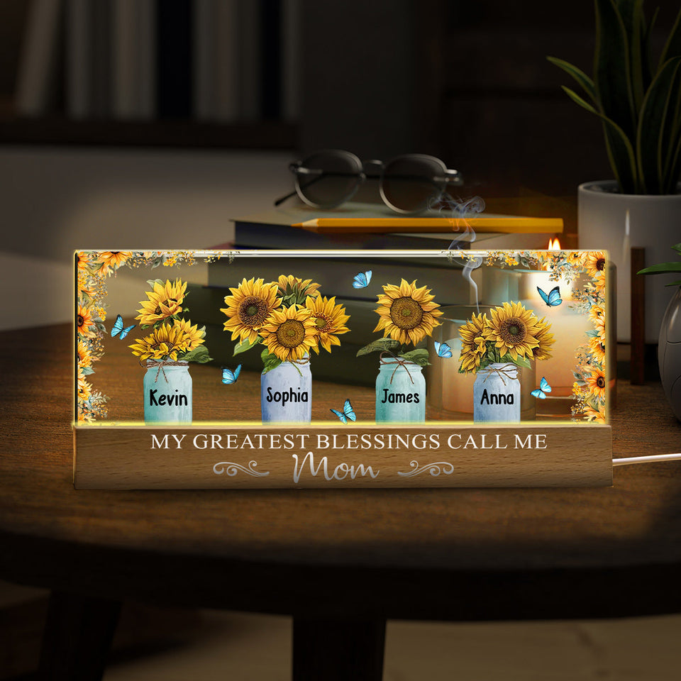 My Greatest Blessings Call Me Mom - Personalized Mother Custom LED Night Light