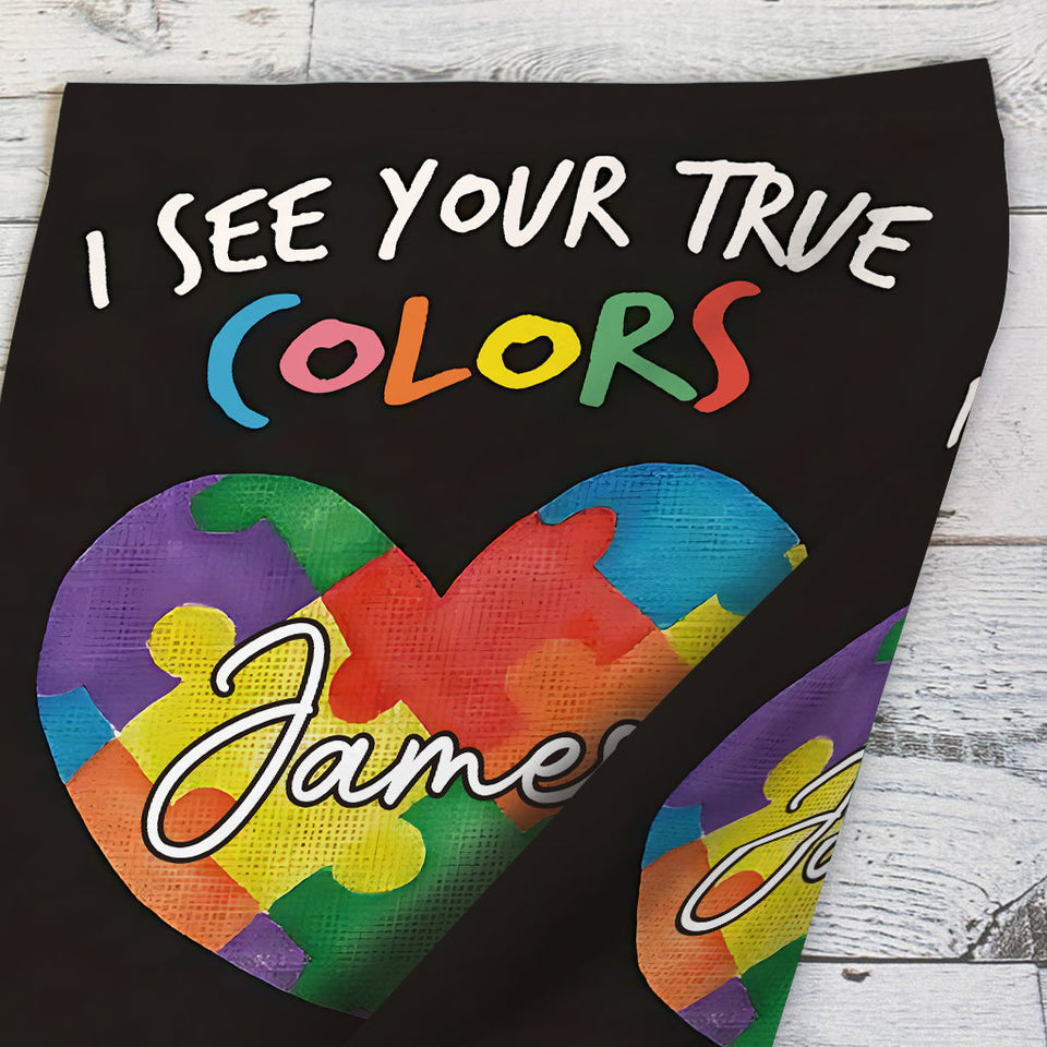 Je vois tes vraies couleurs - Drapeau de jardin personnalisé pour la sensibilisation à l'autisme