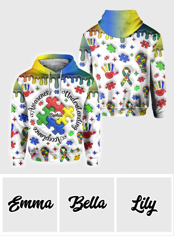 Sensibilisation à l'autisme - T-shirt personnalisé intégral de sensibilisation à l'autisme