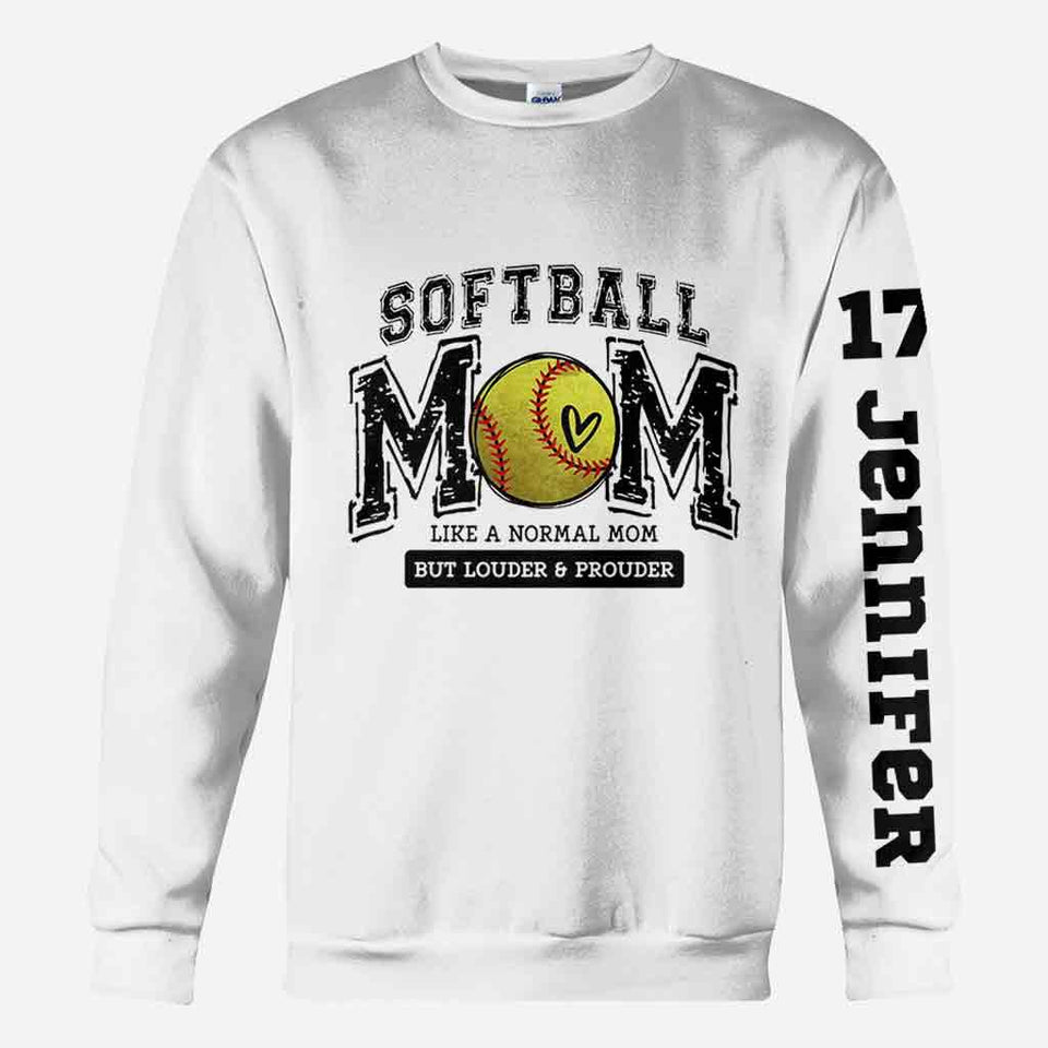 Softball Mom Louder Prouder - Personalized Softball All Over Shirt