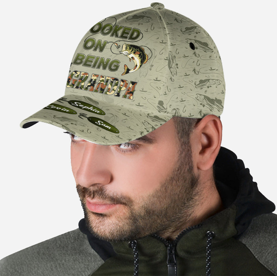 Hooked On Being Dad/ Grandpa... - Personalized Fishing Classic Cap