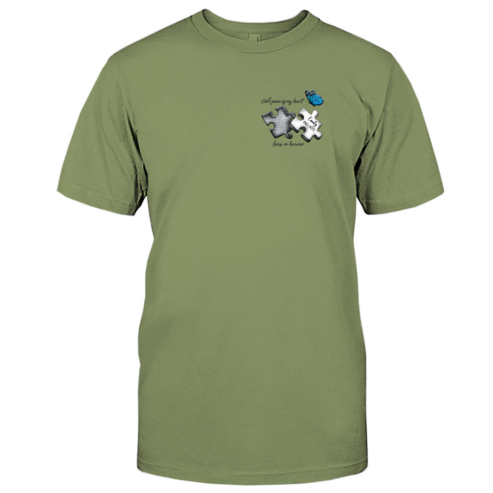 Memorial Butterfly Dragonfly Heaven Feather - Personalized Memorial Embroidered T-shirt