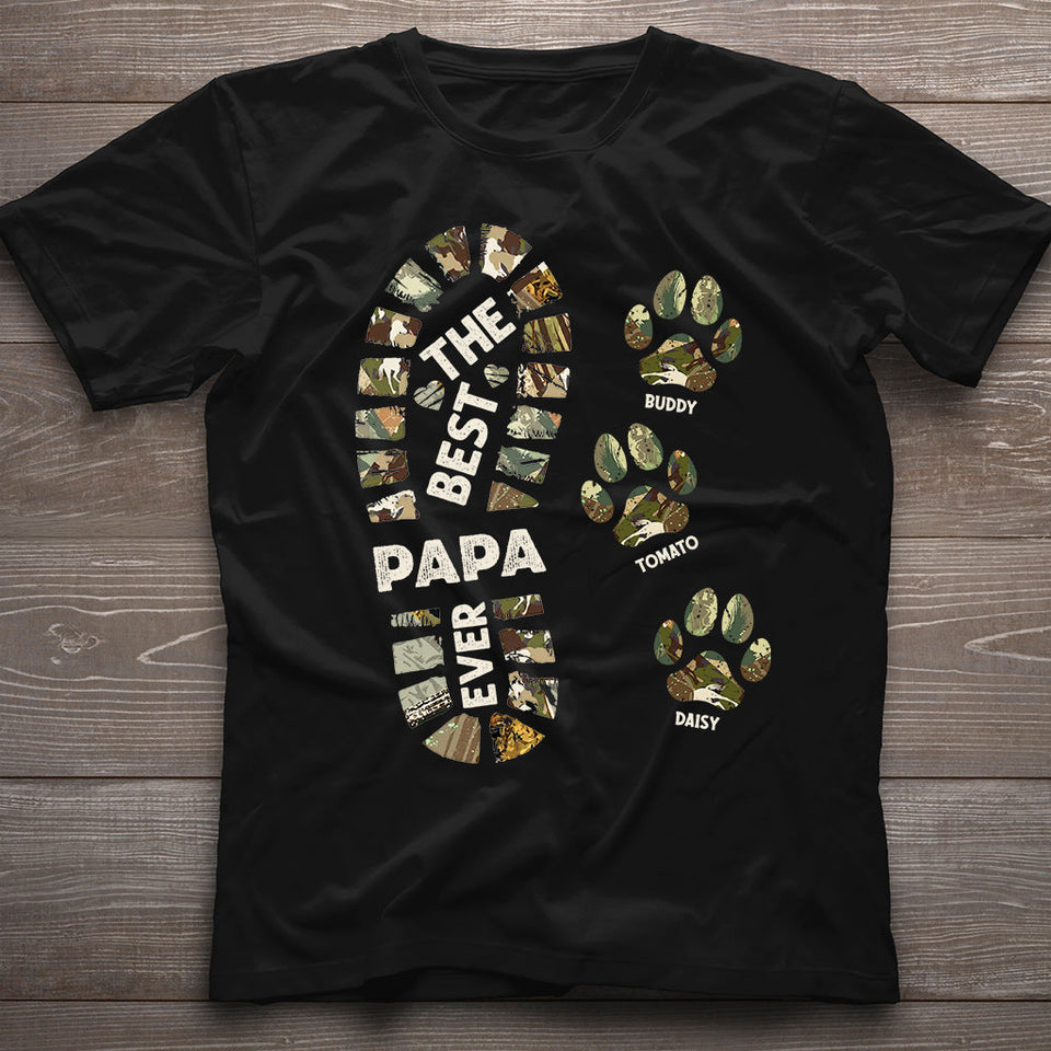 Dad Foot Print Paw Prints - Personalized Father T-shirt And Hoodie