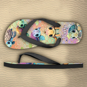 Cute Turtles - Personalized Turtle Flip Flops