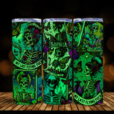 My Last Flying Fck - Personalized Skull Glow Skinny Tumbler