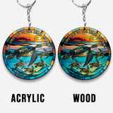I Love You To The Beach And Back Turtle Mother And Children - Personalized Turtle Keychain