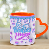 Besties Forever Beautiful Birth Month Flower - Personalized Bestie Heart Handle Mug