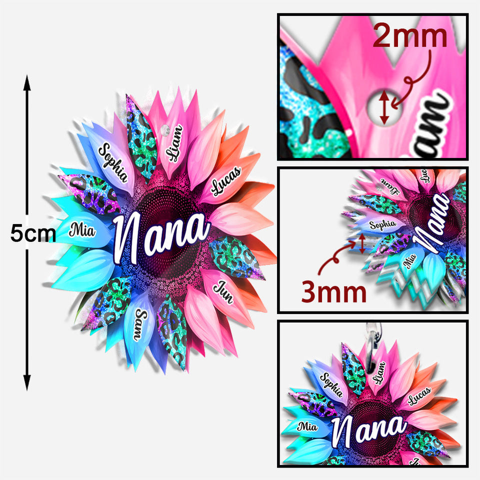 Grandma Mom Sunflower - Personalized Grandma Keychain