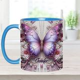 Floral Butterflies - Personalized Butterfly Accent Mug