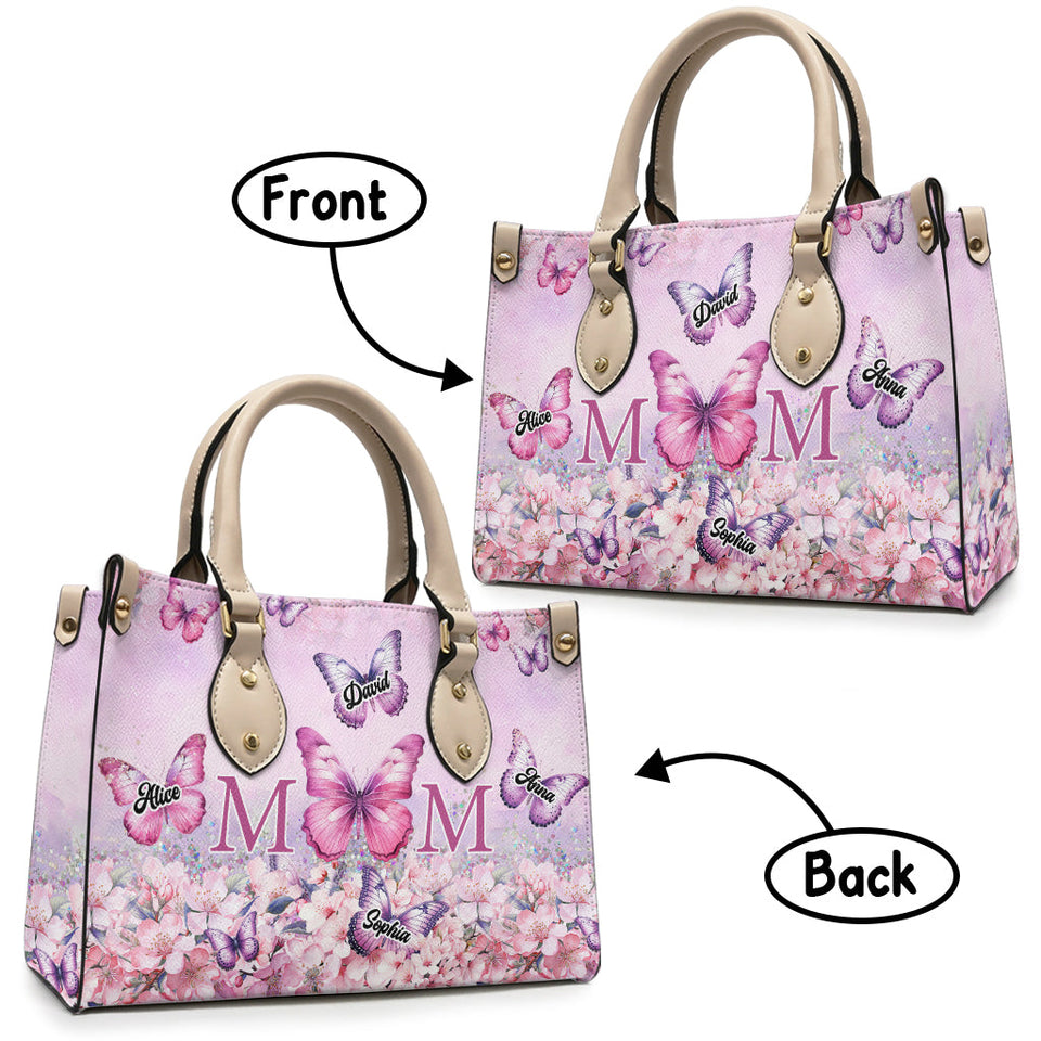 Butterfly Mom - Personalized Mother Leather Handbag