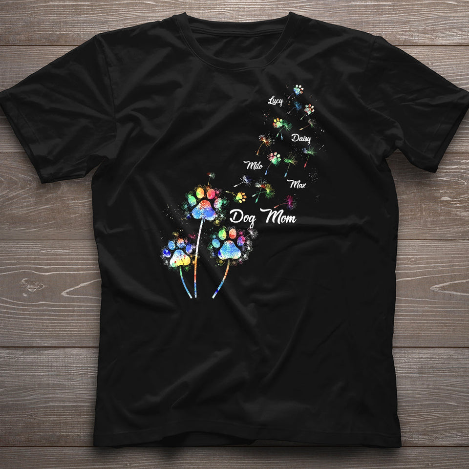 Dog Mom/ Cat Mom/ Pet Mom Colorful Dandelion - Personalized Dog T-shirt And Hoodie
