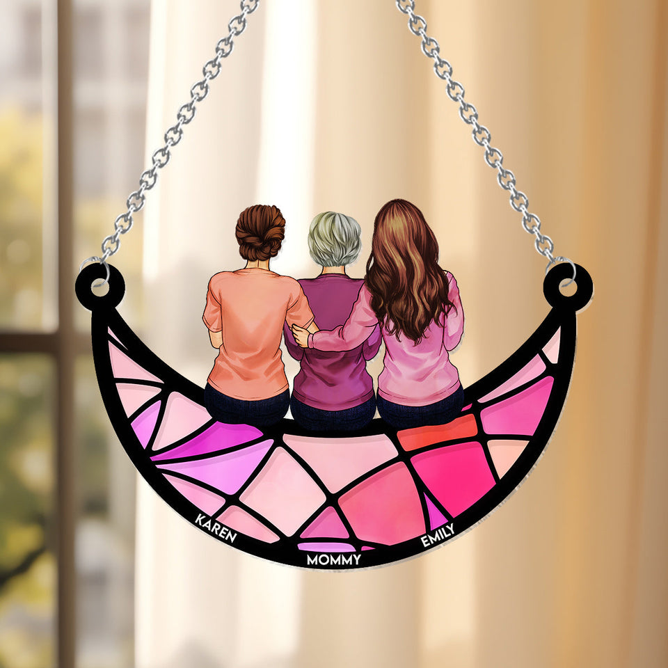 I Love You Mom - Personalized Mother Window Hanging Suncatcher Ornament