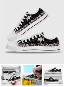 Floral Wicca Pattern - Witch Low Top Shoes