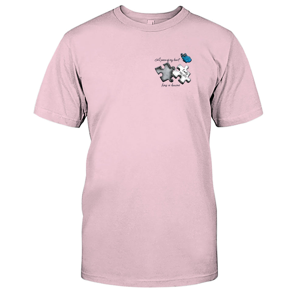 Memorial Butterfly Dragonfly Heaven Feather - Personalized Memorial Embroidered T-shirt