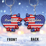 Grandma & Grandkids Puff Heart Flag - Personalized Grandma Keychain