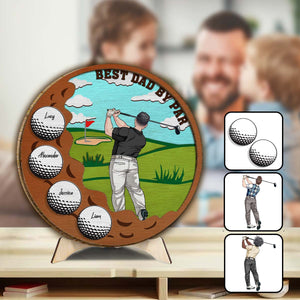 Best Dad By Par - Personalized Father 2 Layered Wood Sign / Wood Plaque
