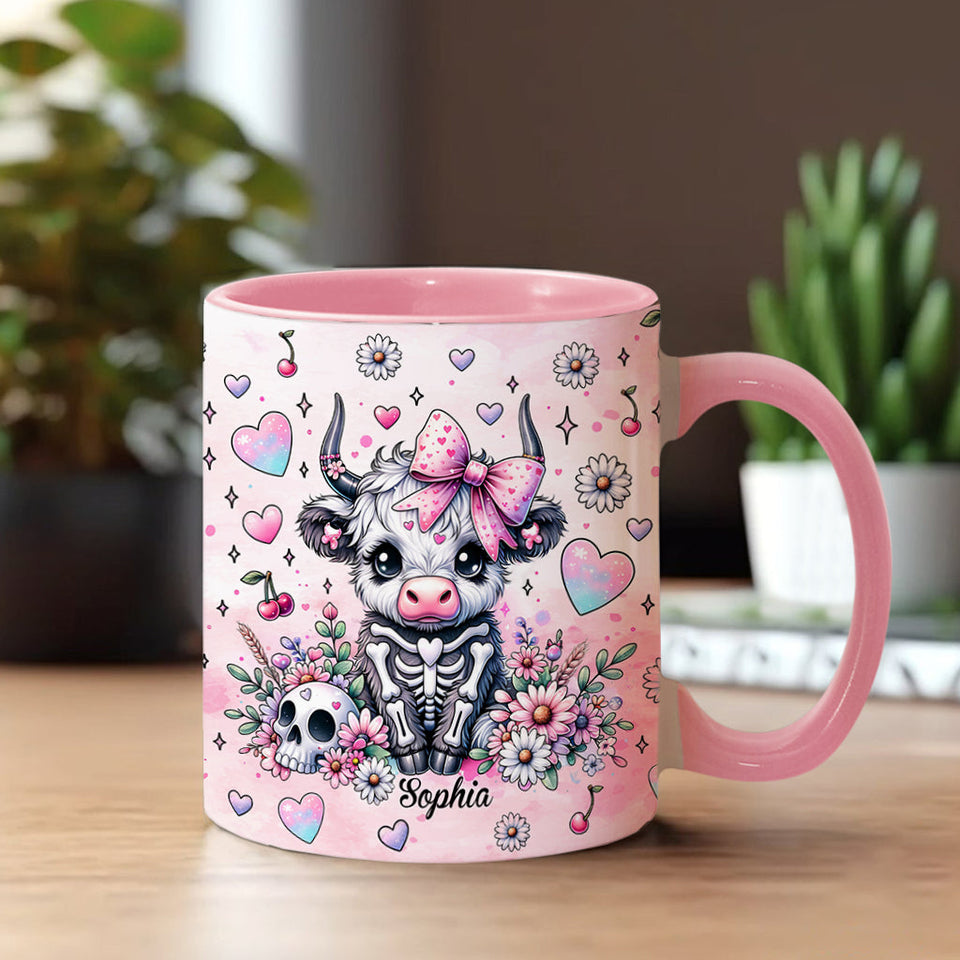 Cute Spooky Halloween Highland Cow - Personalized Accent Mug