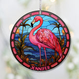 Love Flamingos - Personalized Flamingo Transparent Ornament