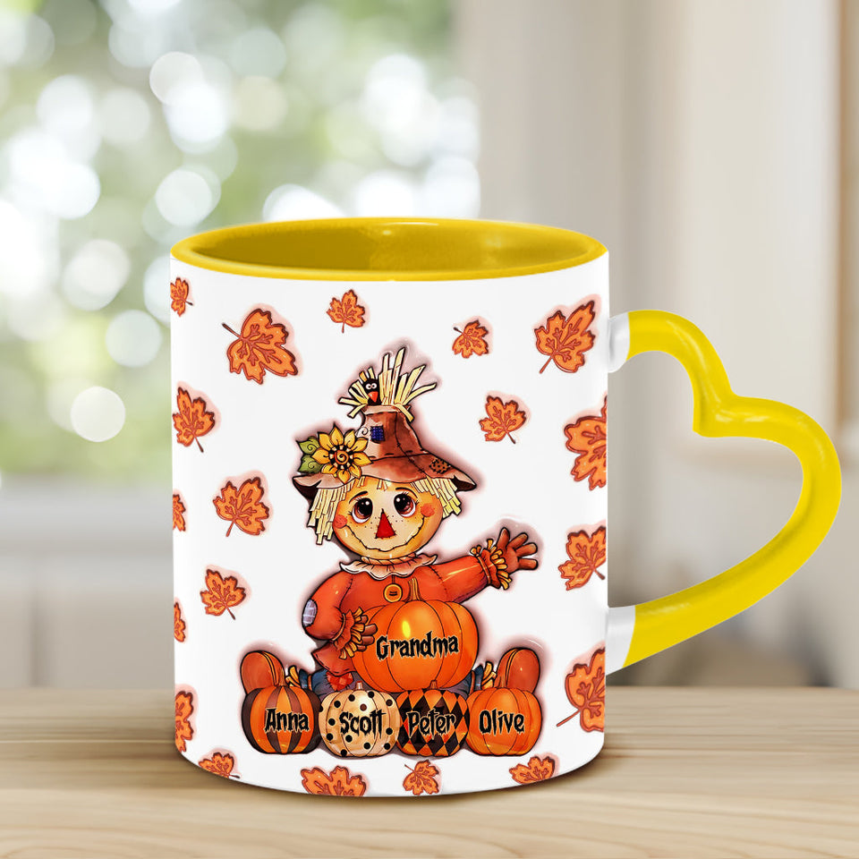 Grandma Fall - Personalized Grandma Heart Handle Mug