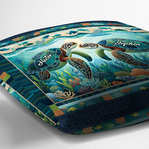 You & Me And The Sea - Personalized Turtle Throw Pillow