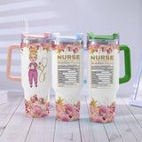 Nurse Nutrition Facts - Personalized Nurse Tumbler With Handle