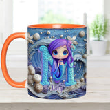 Beautiful Mermaid Letter - Personalized Kid Accent Mug