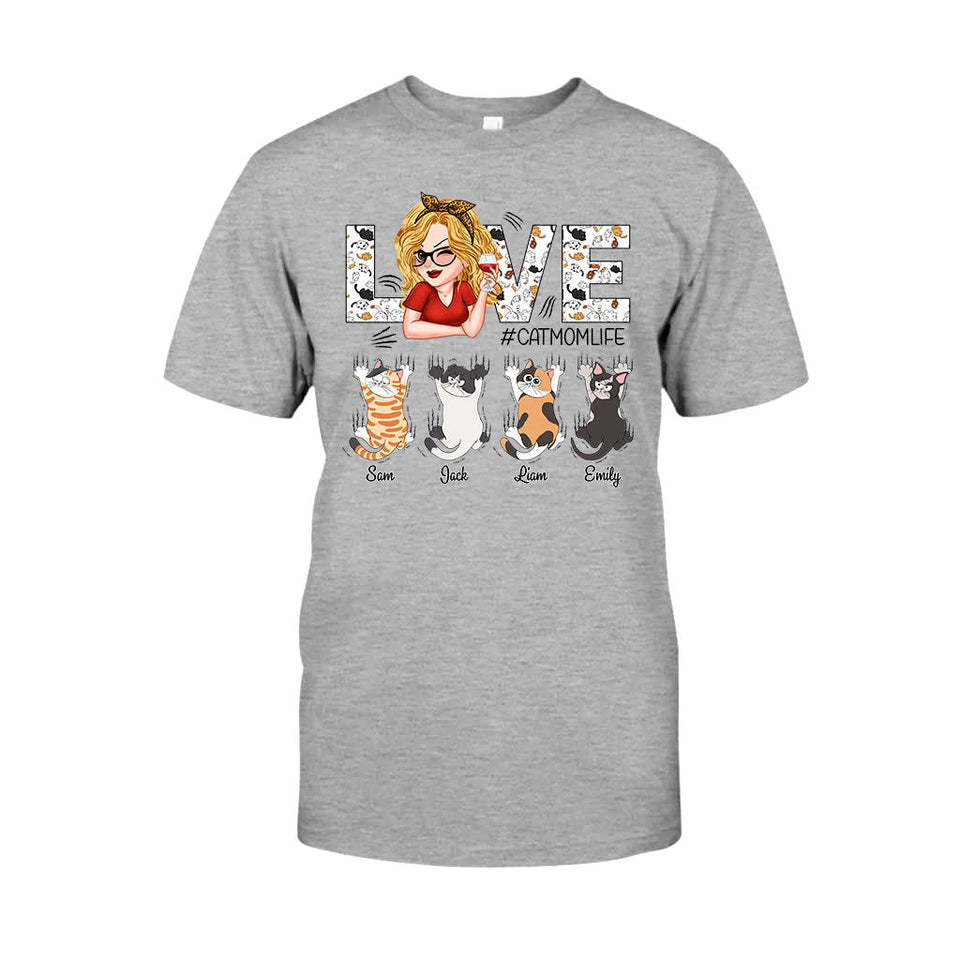 Love Cat Mom Life - Personalized Cat T-shirt And Hoodie