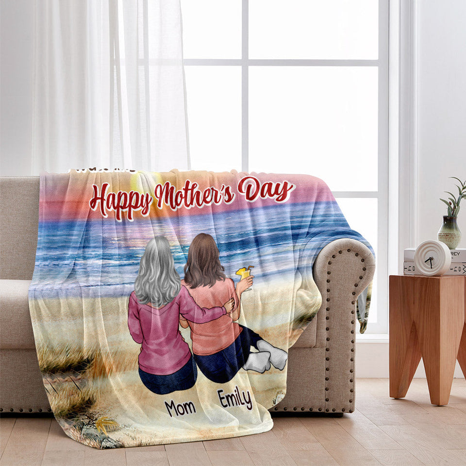 To My Daughter Vintage Tropical Sunset - Personalized Daughter Blanket