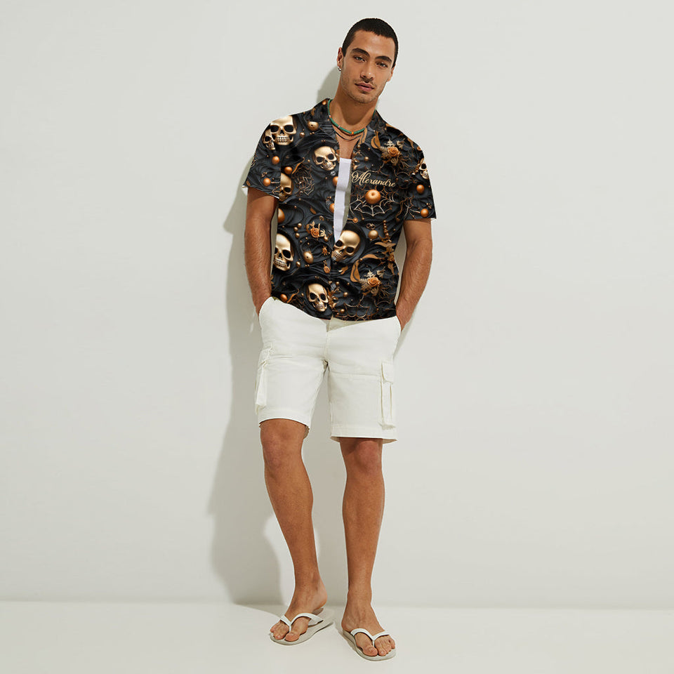 White Skull - Personalized Skull Hawaiian Shirt