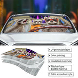 Three Funny Raccoons Animals Windshield - Personalized Raccoon Car Sunshade