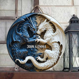 Love Dragons - Personalized Dragon Round Wood Sign