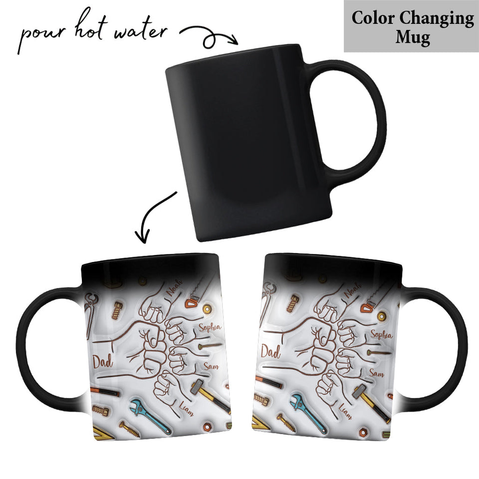 Father And Children Fist Bump - Personalized Father Mug