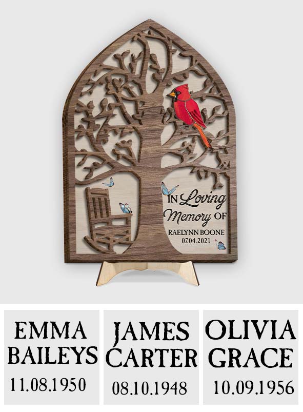 Fauteuil commémoratif Cardinal rouge - Plaque commémorative personnalisée en bois double couche