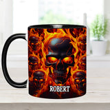 Melted Skull On Fire - Personalized Skull Accent Mug
