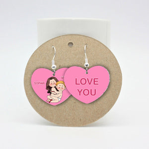 Conversation Hearts Candy Hearts - Personalized Couple Earrings