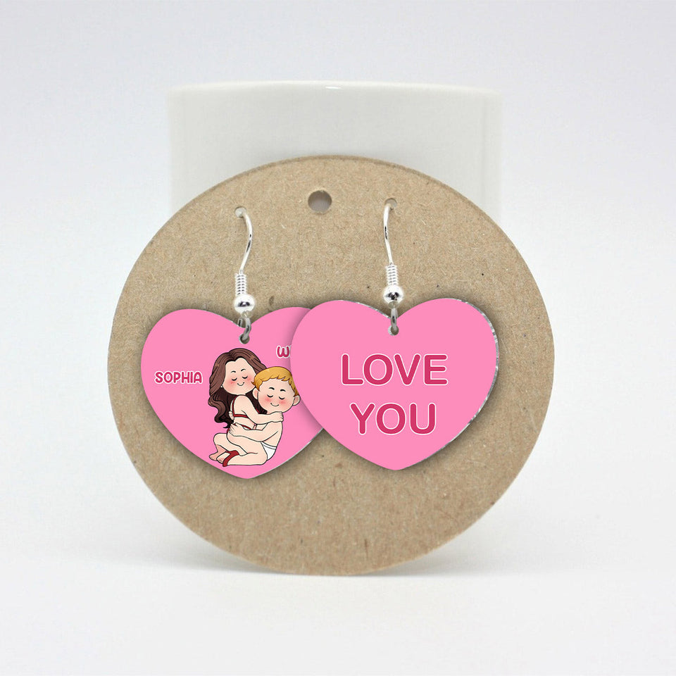 Conversation Hearts Candy Hearts - Personalized Couple Earrings