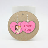 Conversation Hearts Candy Hearts - Personalized Couple Earrings