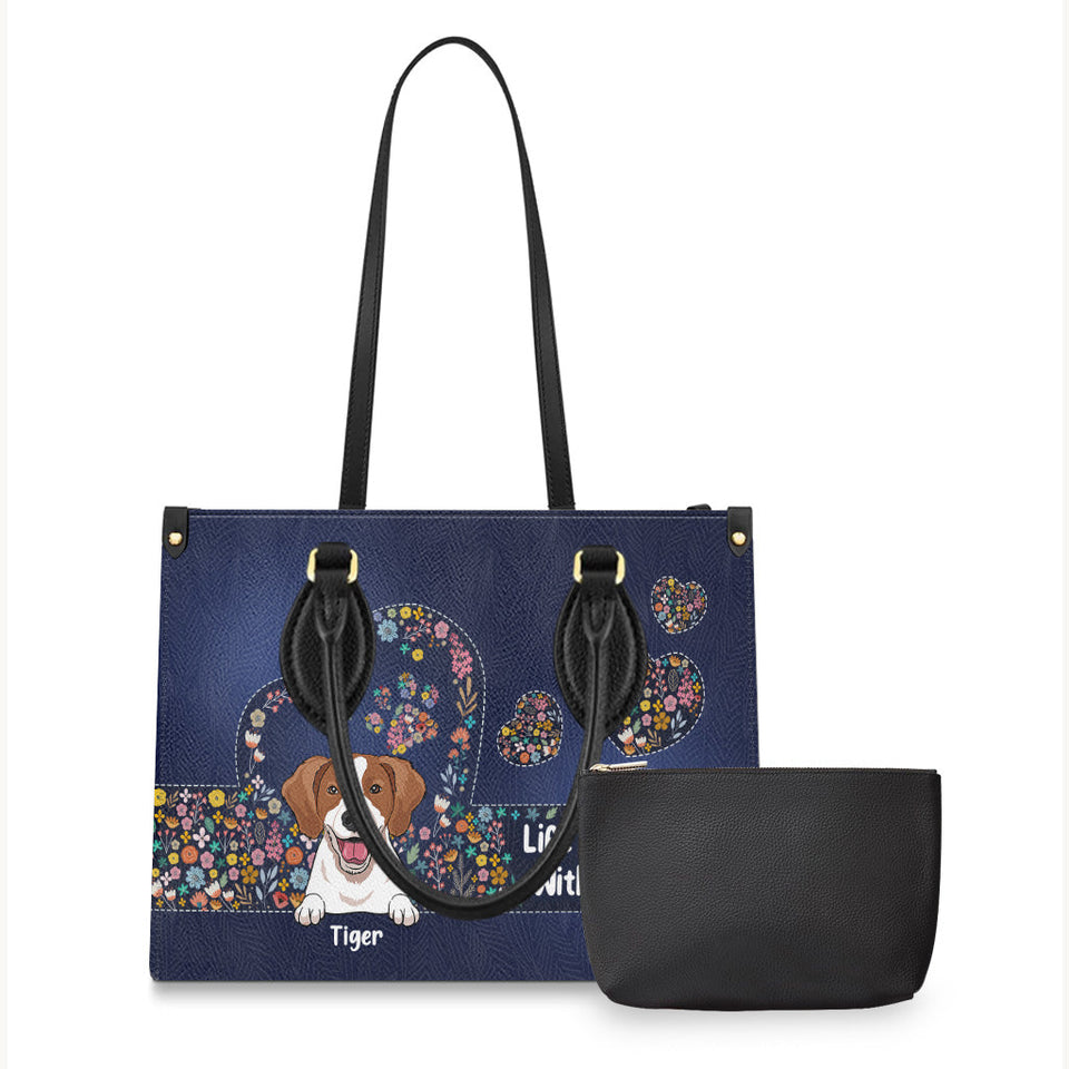 Life Is Better With Dogs - Personalized Dog Leather Handbag